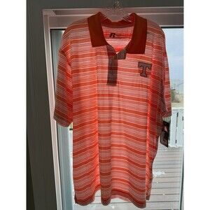 NWT Russell Orange and White Stripe Tennessee Volunteers Polo Shirt  Size XXL